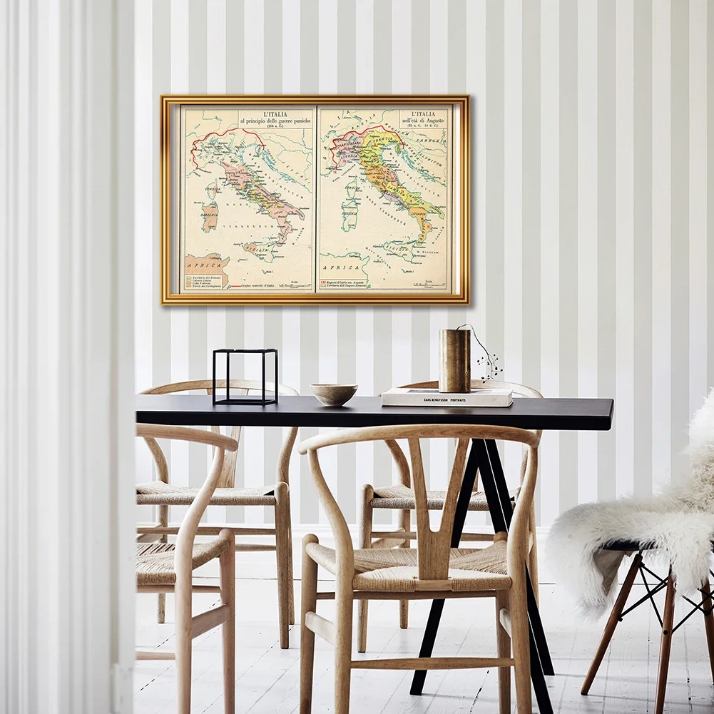 59*42cm The Italy Retro Map In Italian Classic Wall Art Poster Canvas Painting Travel School Supplies Home Decoration