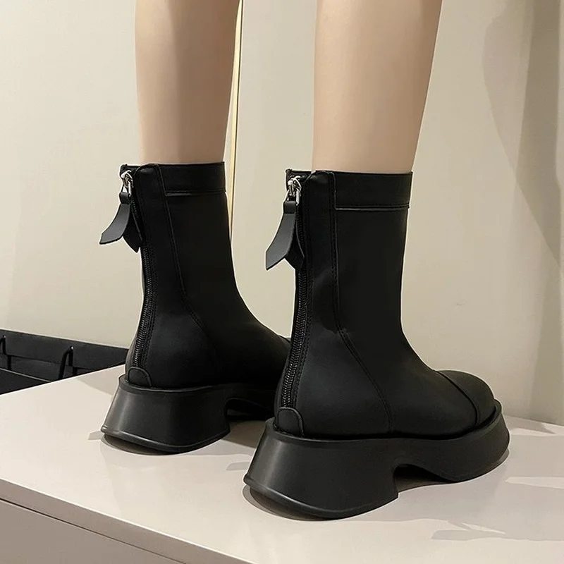 Thick-soled Boots Women British Style Spring and Autumn Single Boots 2022 Fashion New Wild Comfortable Short Boots Women