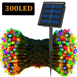 Solar - Powered Waterproof LED String Lights - 300 LEDs with 8 Lighting Modes for Outdoor and Holiday Decor (RGB)