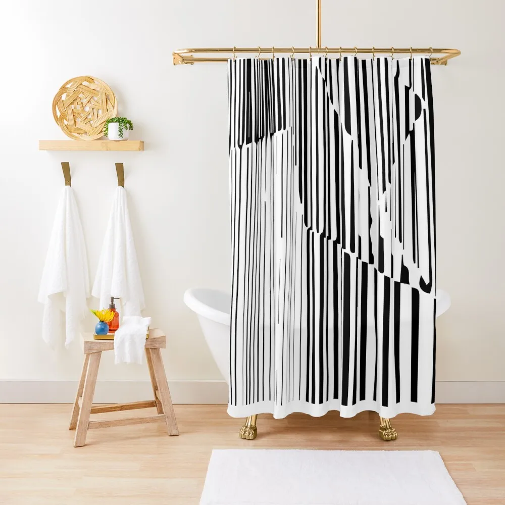 

Black & White Minimal Shattered Line Shower Curtain Elegant Bathroom Curtain