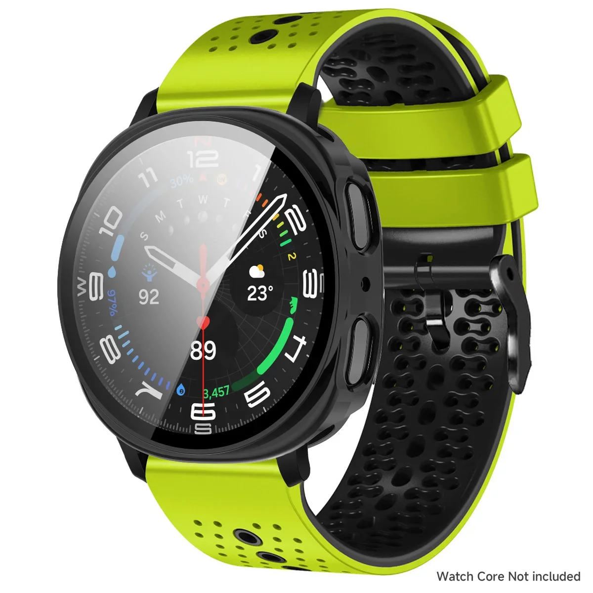 Two-Tone Silicone Strap with Glass Protective Case and Tempered Film