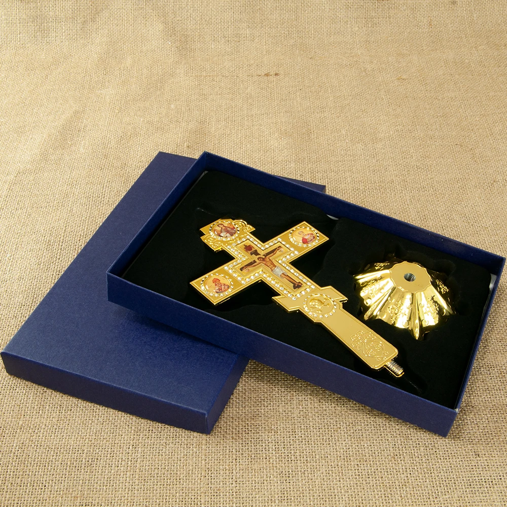 Orthodox Cross Blessing Cross Stand Church Decoration Gold Planting Jesus Religion Gift HT wood cross,religious ritual accessories