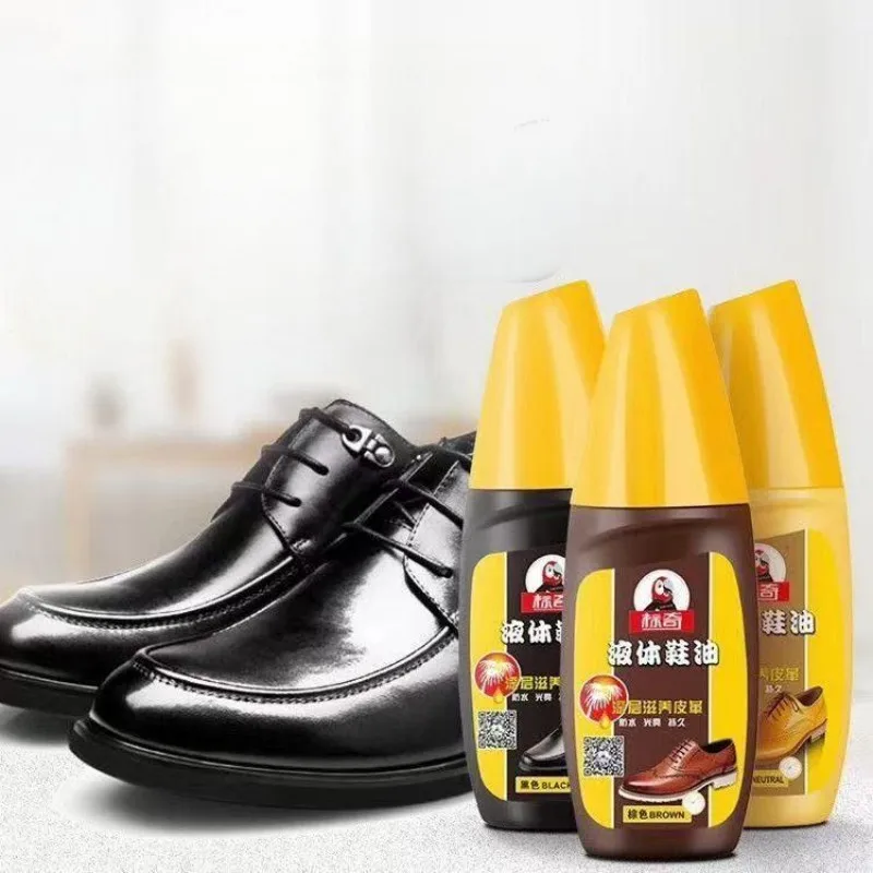 75ml Black Liquid Shoe Polish Leather Shoe Maintenance Shine Oil With Brush Head Oil Shine Magic Sponge Head leather tools leather craft tool kit leather craft tools leather craft tool