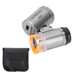 Portable Mini Microscope with UV Light and 60X Magnification for Antiques, Currency, and Jewelry Inspection (As)