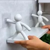 Self-adhesive Bathroom Shampoo Storage Racks Plastic Shelf Storage Organization Shelves Support Holder 1