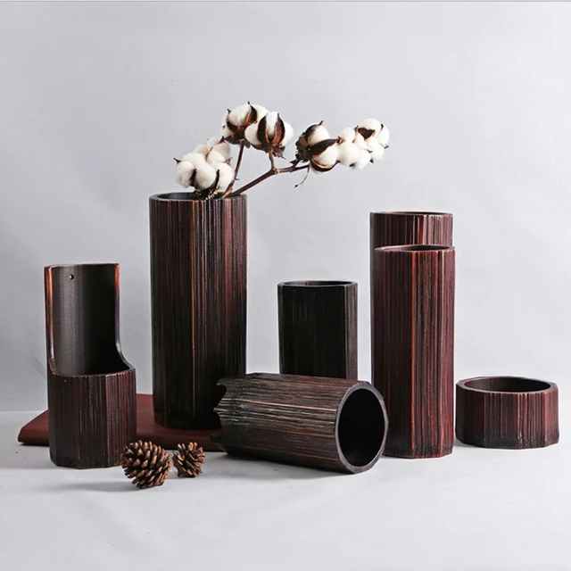 Klassische japanische natürliche Bambus vase Zylinderform Blumen  arrangement Topf DIY Gartenarbeit Heim dekoration, 7 Größe - AliExpress