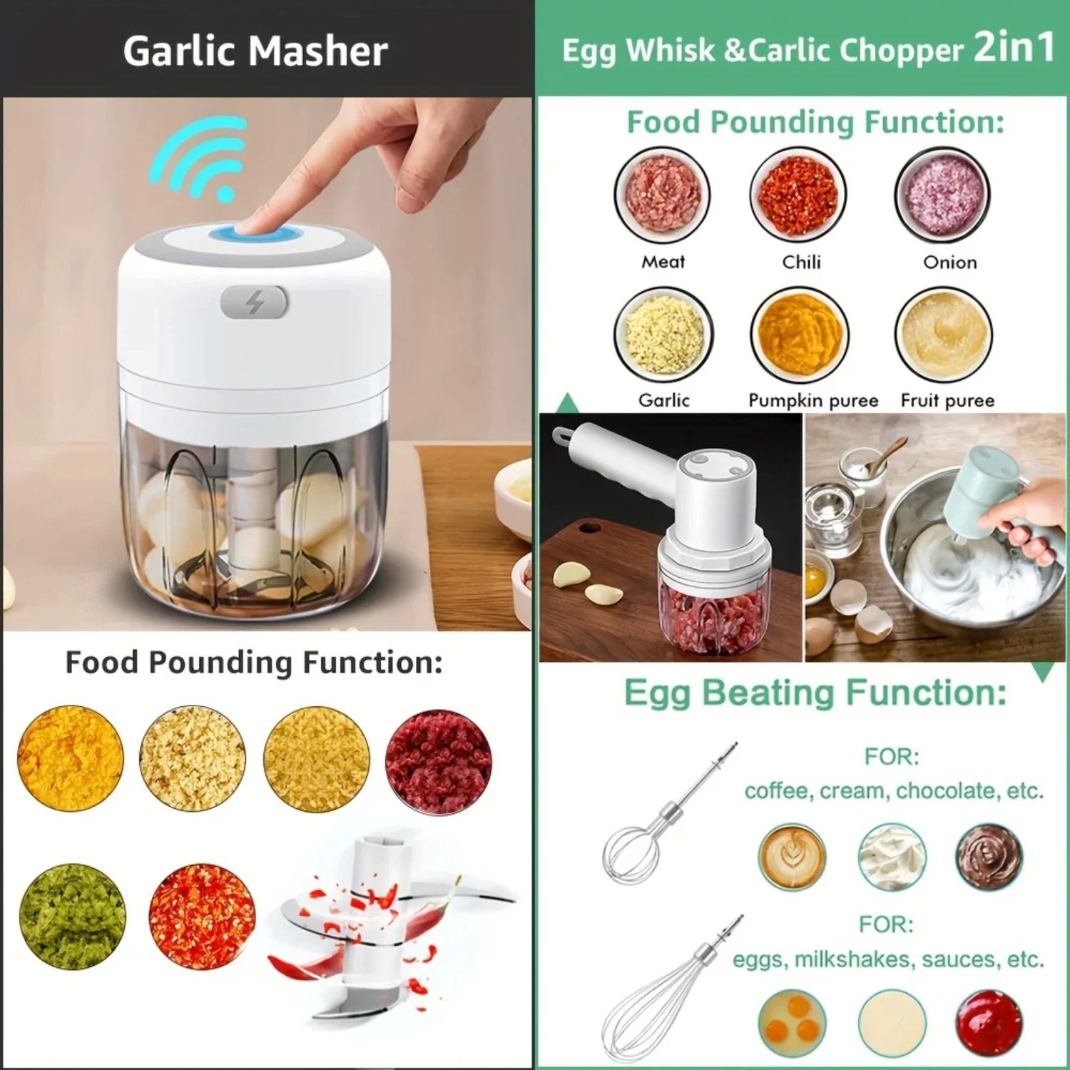 Mini Food Chopper USB Portable Meat Grinder Vegetable Crusher Kitchen Gadgets 6