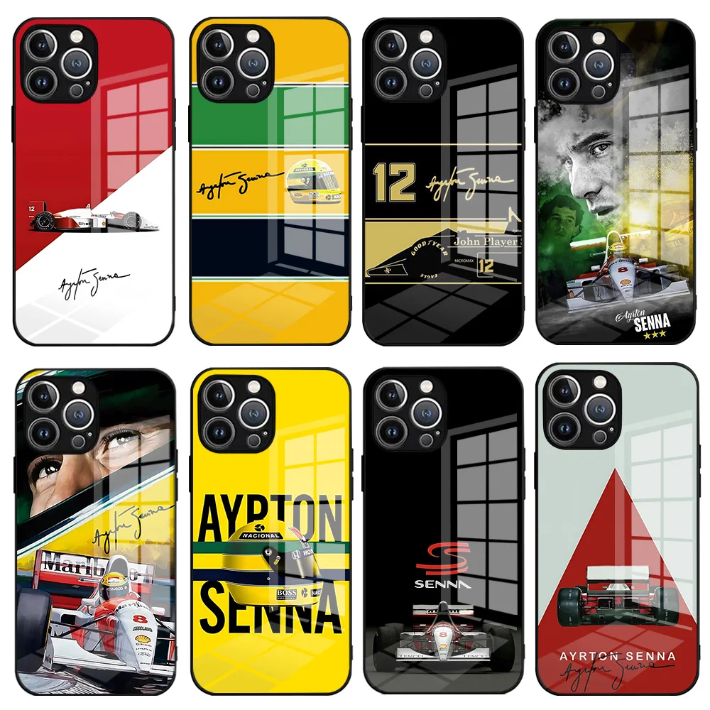 Ayrton Senna F1 Themed Glass & Silicone Phone Case