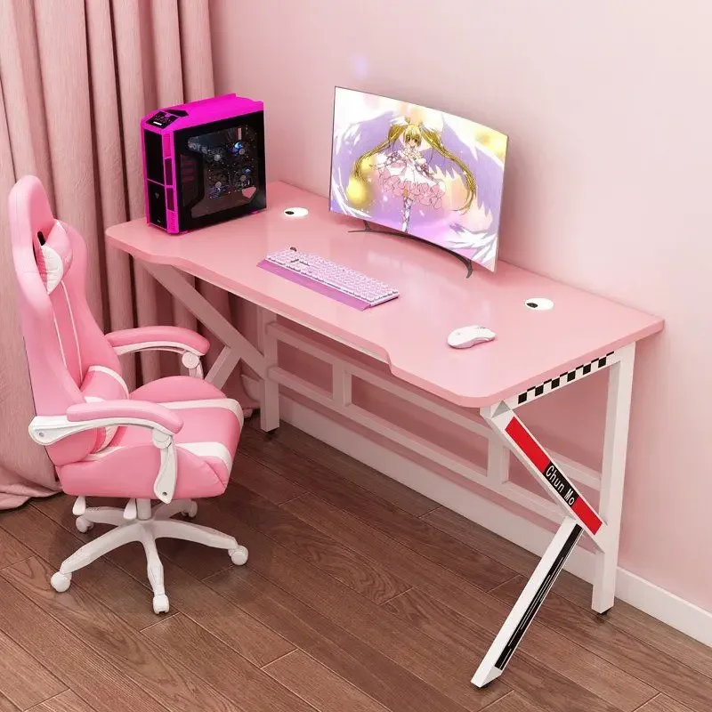 Pink Gaming Desk Girls Study Desk Laptop Table Computer Table Chair Live Gamer Home Live Desks Bedroom Desktop Gamer Desks Mesa