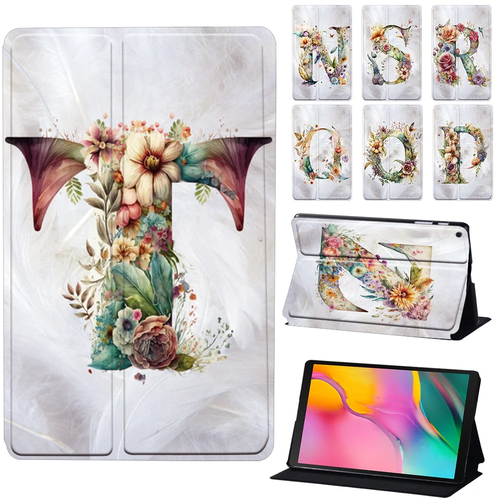 For Samsung Galaxy Tab A7 10.4 Sm-T500 A7 Lite T220 Tablet Cover For Tab A8 10.5 X200 T510 S6Lite Case Floral Initial Printed