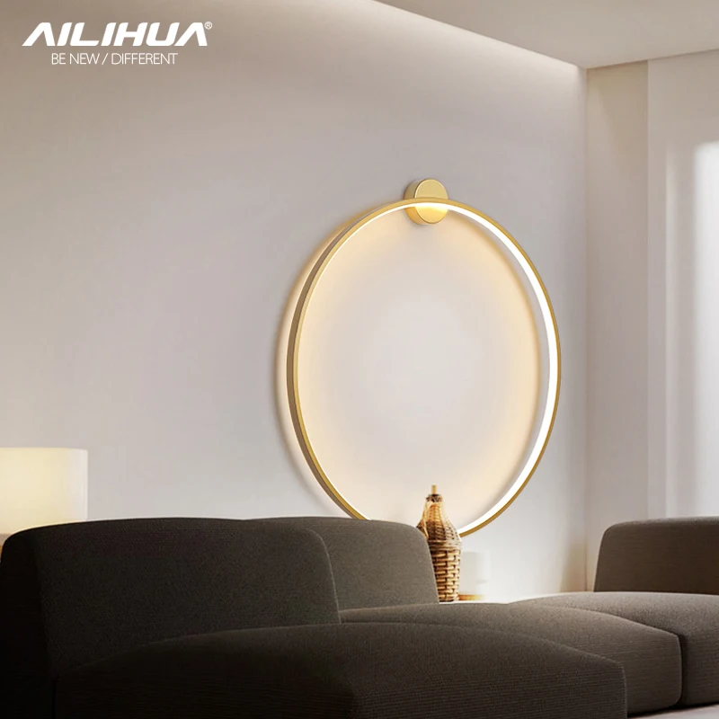 Minimalist living room background wall lamp decorative atmosphere Lamp New Nordic bedroom bedside wall lamp wiring free