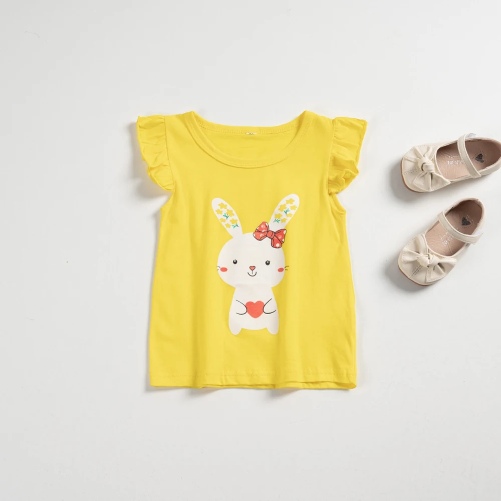Girls t shirt girls tee shirt t shirt kids t shirt girls rainbow cartoon printed t-shirts for summer toddler girls