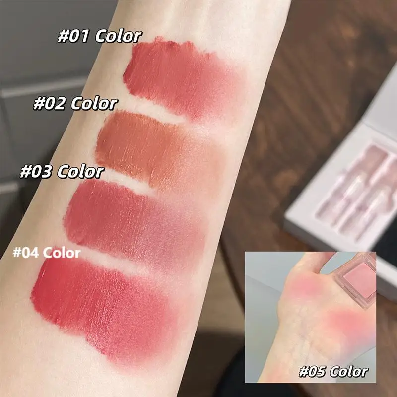 Art Value Butterfly Dance Color Box Four Lip Glaze Blush Set Necklace Lip Mud Blush Set 6