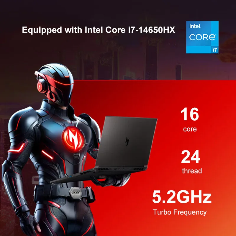 2024 Acer Nitro Gaming Laptop 16 Inch 2.5K 240Hz IPS Screen Netbook i7-14650HX 32GB 1TB RTX4060 Gaming Notebook Computer PC 2