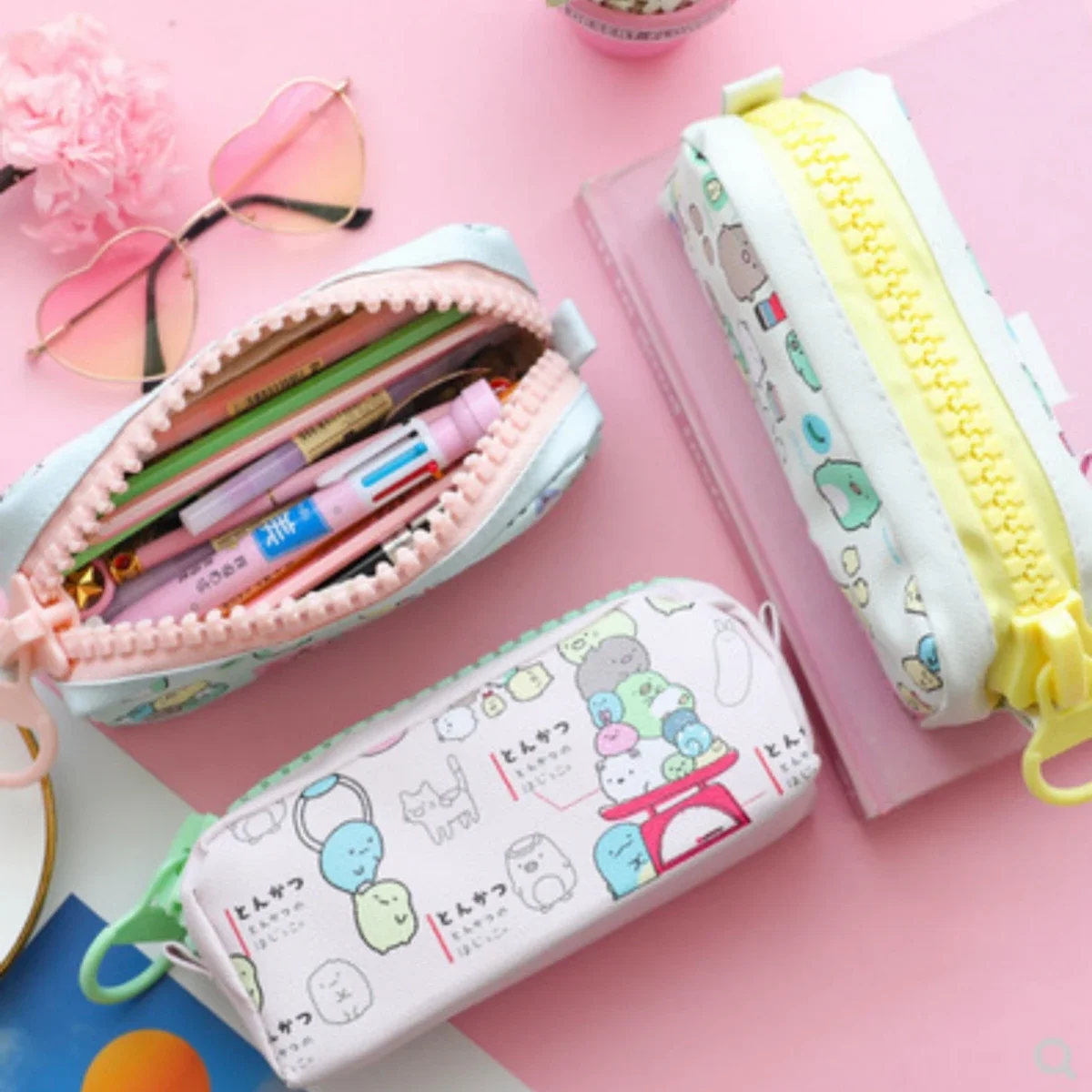 

1pc Cute Cartoon PU Large Capacity Pencil Bag Pouch Case Pencilcase Stationery Zipper Organizer for School Student