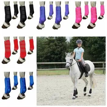 4pcs/set Colorful Horse Sport Boots Set Durable Breathable Horse Leg Wraps Easy To Wear Comfortable Front Hind Legs Guard