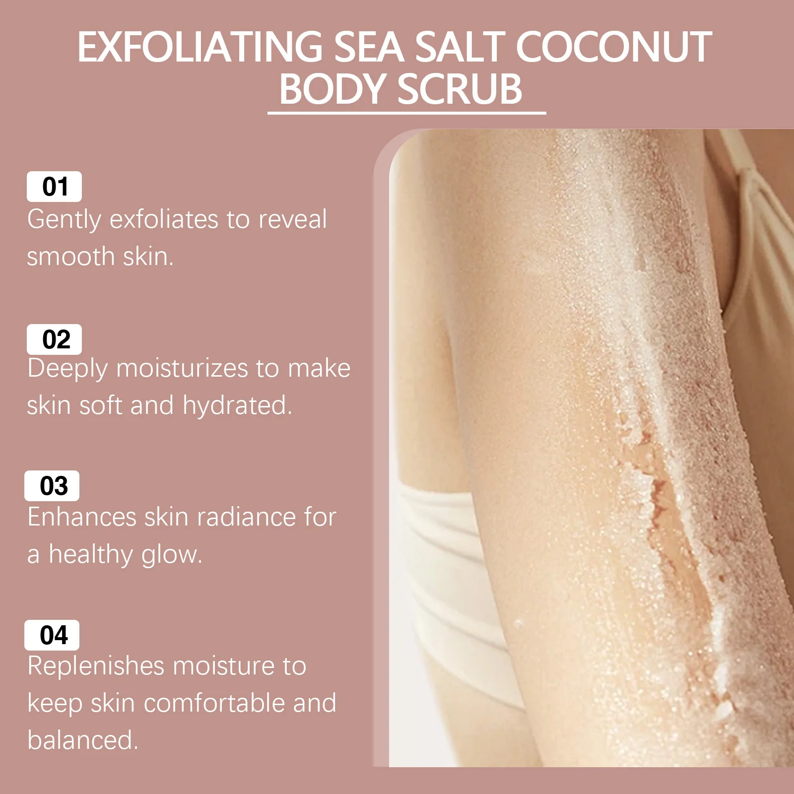 Coconut-Scented Sea Salt Body Scrub - Gentle Cleansing, Nourishes Skin, Leaves Skin Smooth, Exfoliating Body Care Scrub