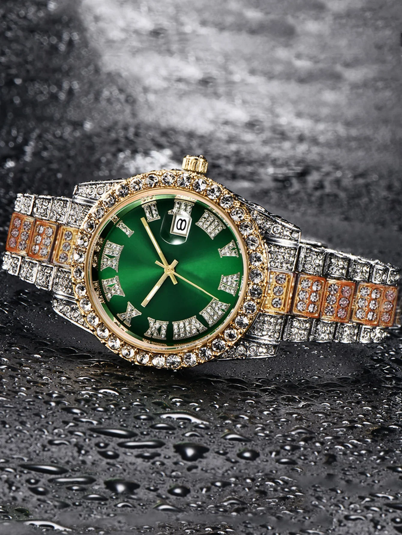 Hip Hop Watch  Watch Luxury Water Proof Brand Watches Stainless Steel Round Clock  Quartz Wrist Watches Gift