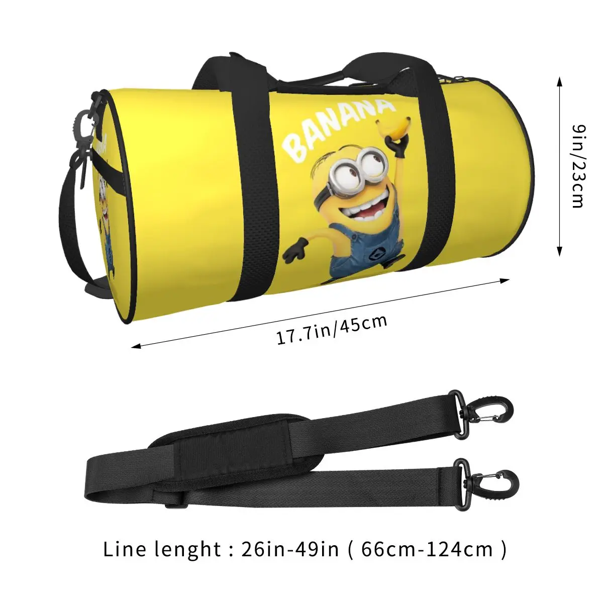 Round Large Capacity Travel Duffel Bag M-Minions Banana Male Female Large-Capacity Hand Luggage Sports Fitness Bag