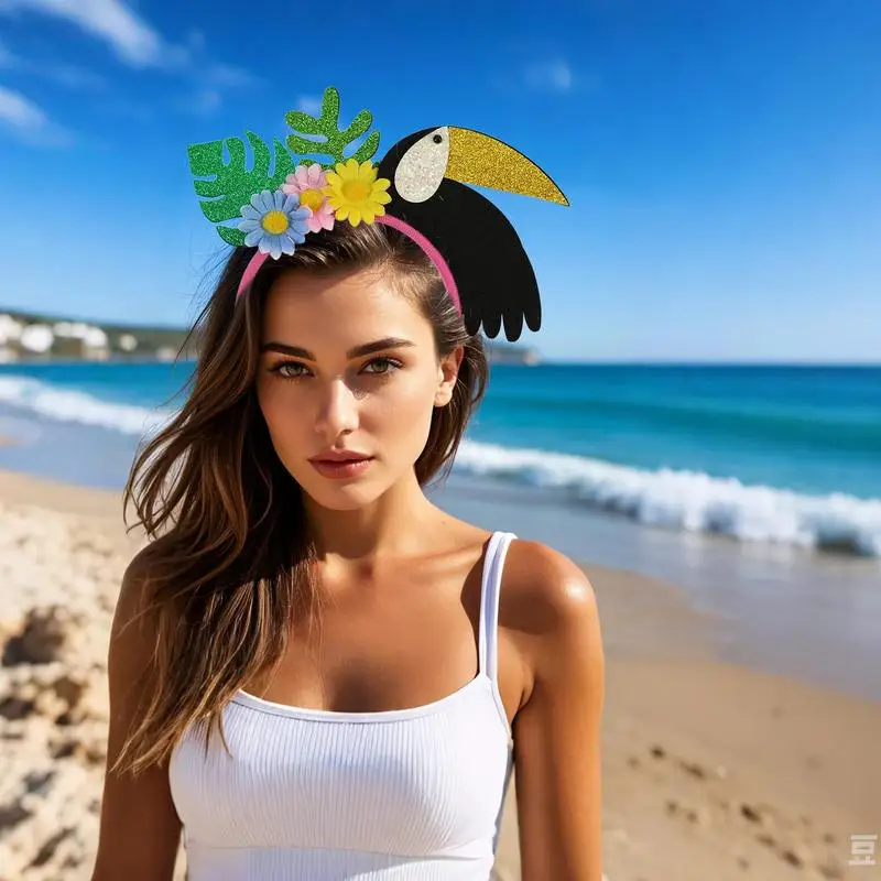 Hawaiian Headbands For Women Headwear Hairband For Beach Set Of 8 Beach Party Hair Hoop Kids Adults Carnival Dress Up Floral