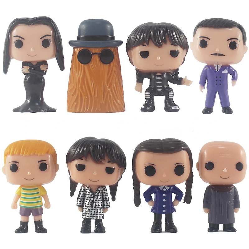 

5-8cm Wednesday Addams Hand Operated Car Desktop Doll Perimeter Model Ornaments Morticia Addams Holiday Gifts Children Toys