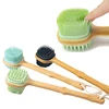 Natural Bristles Back Scrubber Shower Brush With Detachable Long Wooden Handle Dry Skin Exfoliating Body Massage Cleaning Tool 5