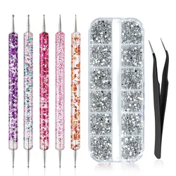 Nail Art Accessory Kit: Vibrant Rhinestones & Precision Tools - 2mm (3pcs B)