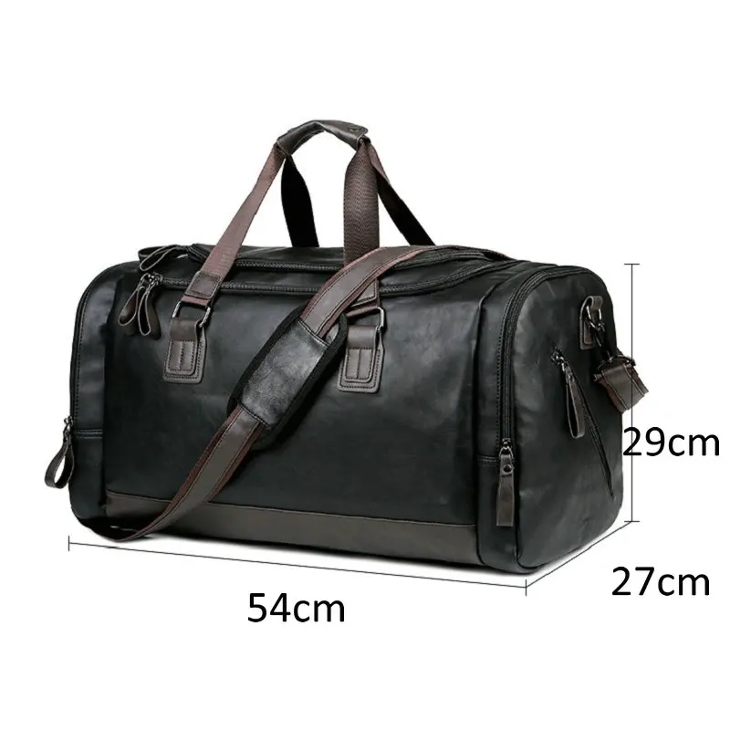 PU Leather Travel Bag Tote for Men with Large Capacity