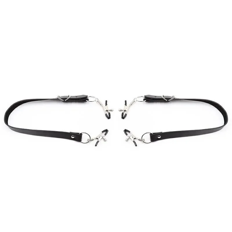 Leather Strap Harness Nipple Clamps Bdsm Slave Fetish Bondage Restraints Labia Clips BDSM Erotic Accessories Sex Toys for Women