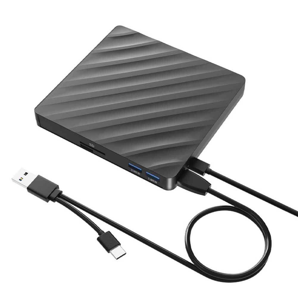 노트북 데스크탑 PC용 디스크 복사기 드라이브, USB 3.0 C 타입 휴대용 CD 드라이브, Win Mac OS TF/SD 카드 슬롯과 호환 가능, 6 in 1