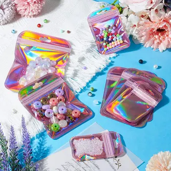 Sacs à fermeture éclair Laser irisé, pochettes OPP refermables pour bijoux, emballage cadeau et emballage de vente au détail, 20/30/50 pièces 1