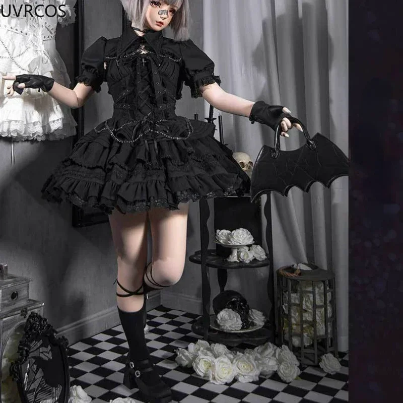 

Lolita Jsk Dress Victorian Gothic Wwomen Vintage Y2k Tied Princess Dress Japanese Girls Aesthetic Punk Style Mini Party Dress