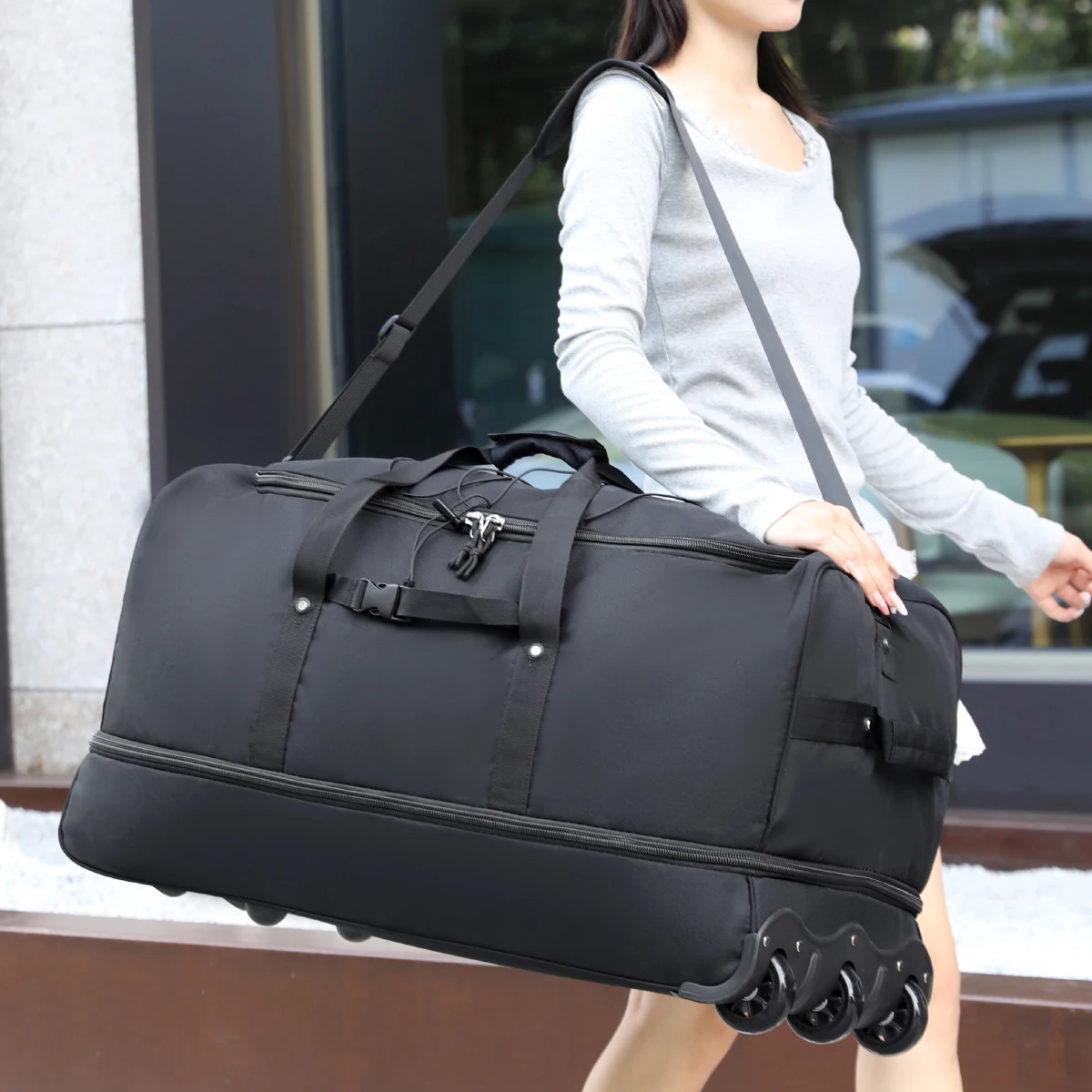 Multifunctional Trolley Travel Bag for Men, Suitable for Business Trips, Travel, and Boarding, Can Be Carried as a Backpack or as a Trolley Bag for International Travel