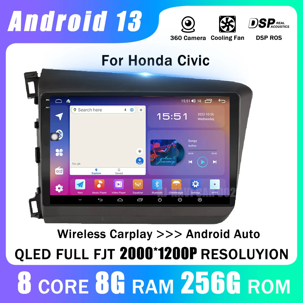 

Auto Radio Player Carplay For Honda Civic 2012 2013 2014 2015 Multimedia Video Bluetooth Autoradio Car Stereo BT GPS Head Unit