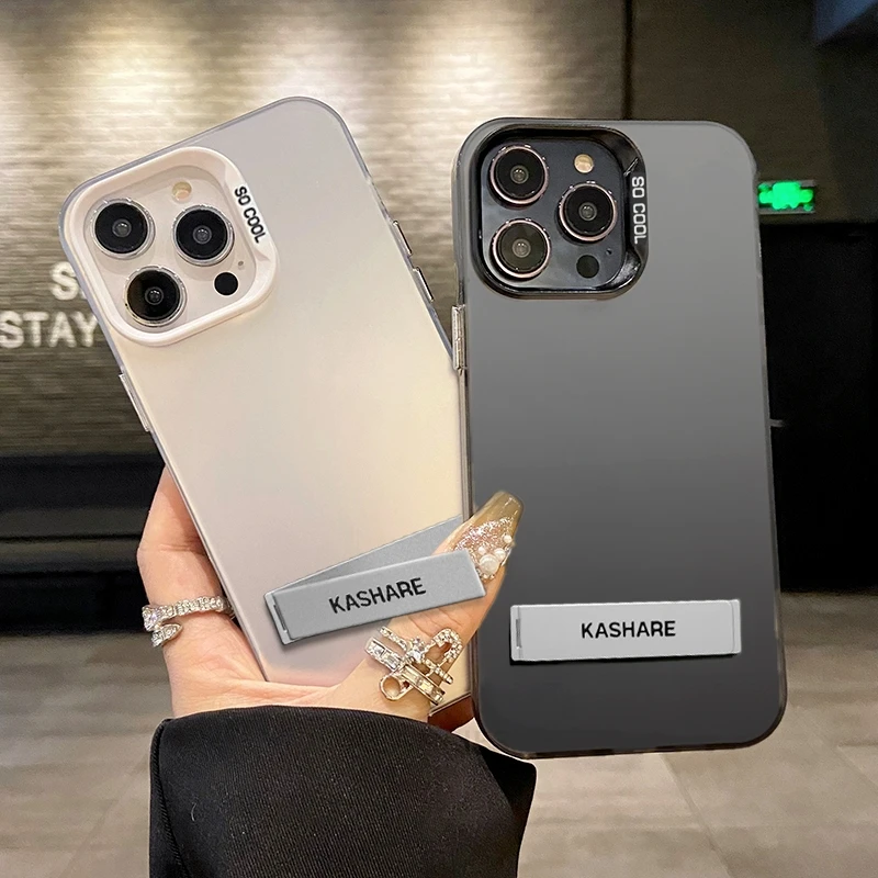 Luxuriöse Aurora-Falthülle für iPhone 11 12 13 14 15 Pro Max 7 8 Plus X Xs Xr 15pro 15plus 14plus, weiche Silikon-Standabdeckung_voghion.com