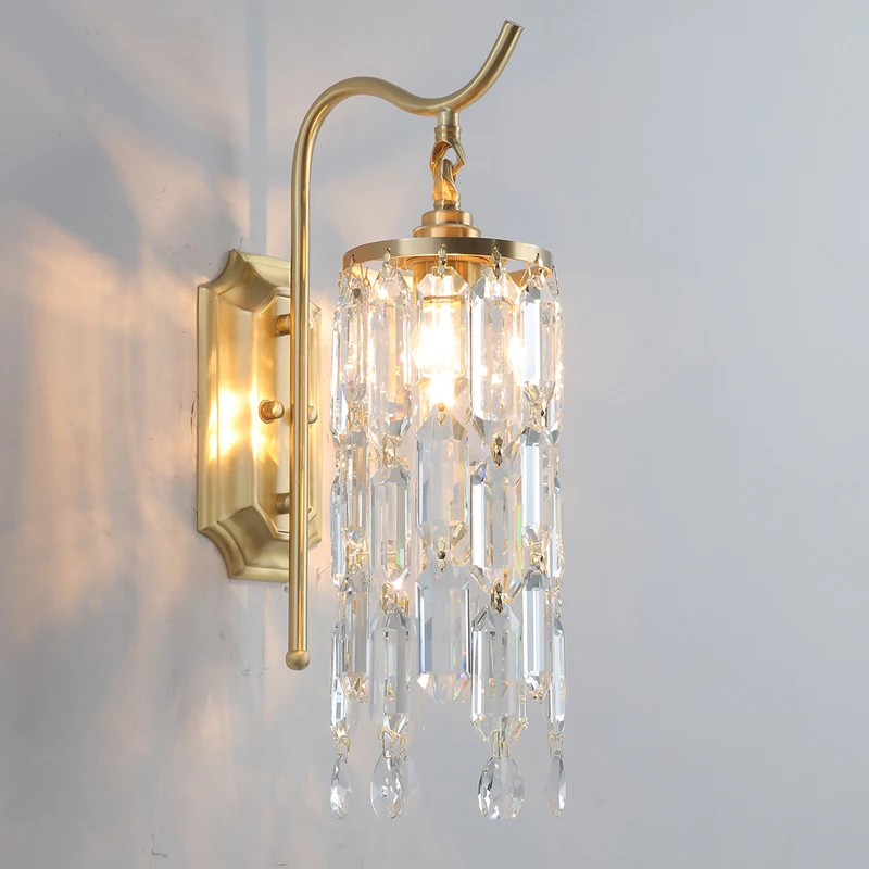 

Modern Crystal Wall Lamp Luxury E27 Copper Living Room wall sconces Lighting Bedroom Bedside Romantic Crystal Lustre Led Light