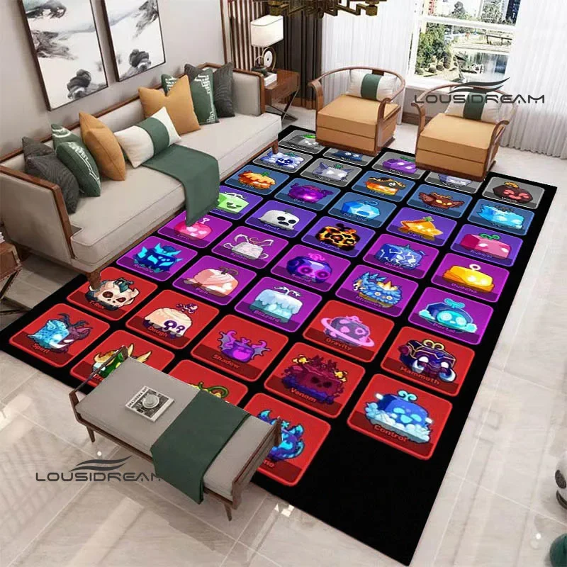 3D game B-blox fruits printed carpet Non-slip carpet bedroom decoration living room decoration washroom floor mat birthday gift Floor Mat Plush Rug Decorative Carpet Plush Carpet Non Slip Carpet Plush Play Mat