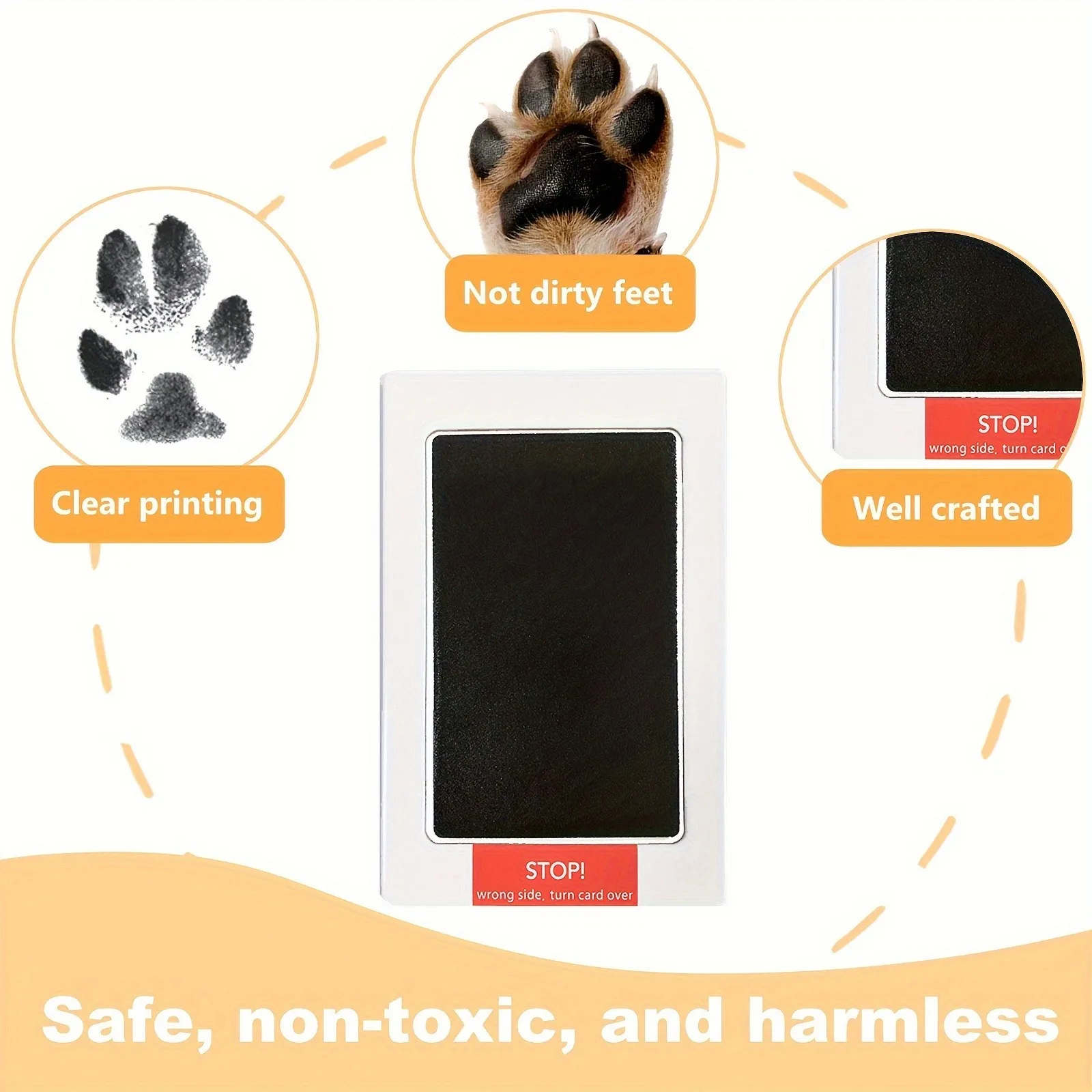 Pet Print Kit Paw Prints Pad Newborn Baby Clean Recyclable Inkless For Pet Dog Cat