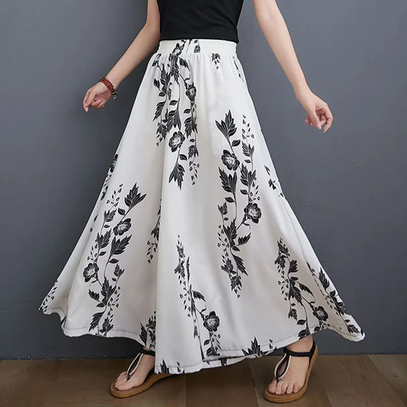 

Oversize 6XL Culottes Pants Womens Casual Wide Leg Pantalones Summer Baggy Elastic High Waist Straight Trousers For 110 KG 2023