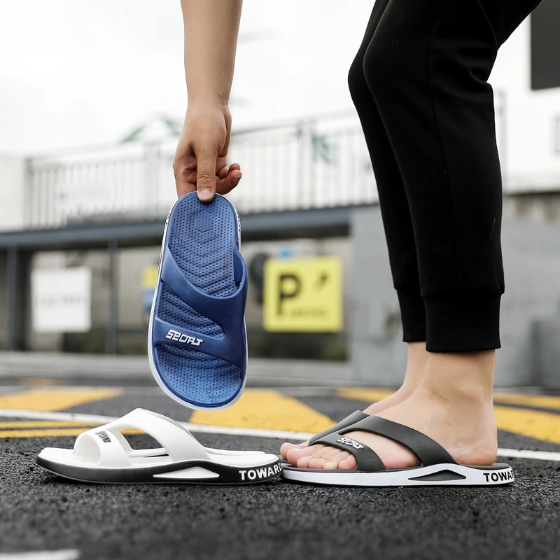 Slippers for Men Summer Outdoor Sandals Thick Bottom Non-slip Waterproof Beach Bathroom
