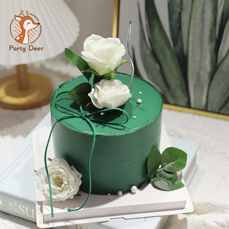 Fiori Di Nozze Torta Artificiale Rosa Amore Torta Toppe Inserto Dessert Cottura Torta Decorazione Per La Festa Di Compleanno Forniture Regali