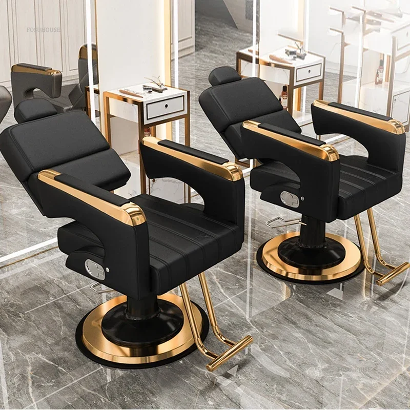 Hairdressing Swivel Barber Chairs Recliner Adjustable Hair Cutting Chair Comfortable Spa Home Furniture Beauty Salon Armchairs