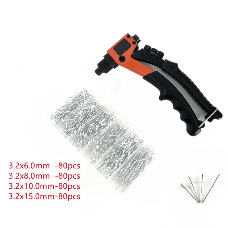 HOSUNTOOLS Single Hand Manual Blind Rivet Gun Tool Riveter for Home Repair and DIY Non-slip Handle 8" (200MM)