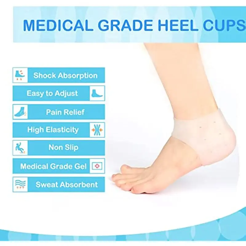 Gel Silicone Heel Protector Heel Cups Spurs Cracked Plantar Fasciitis Gel Pads Sleeve Socks Feet Care Foot Care Insoles heel cushion insole,heel patch insole,heel cushion protector,heel insoles,heel protector patches,heel protector pads,heel socks,heel protector