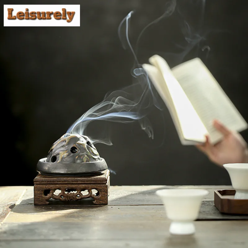 Chinese Style Antique Celadon Mountain Incense Holder Incense Smoke Waterfall Incense Burners Meditation Censer Teaset Craft