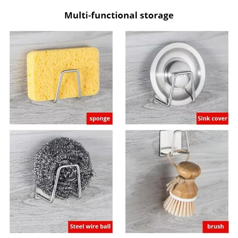 1PC Stainless Steel Sink Sponge Rack For Sponge Steel Wire Ball Draining Paste The Inner Wall Of The Sink Kitchen Supplies