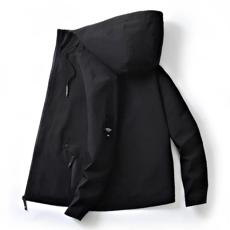 Spring Autumn Jacket Men Outdoor Casual Thin Hooded Collar Windbreaker Coat Men Solid Color Leisure Jacket Men Clothing M-4XL_voghion.com