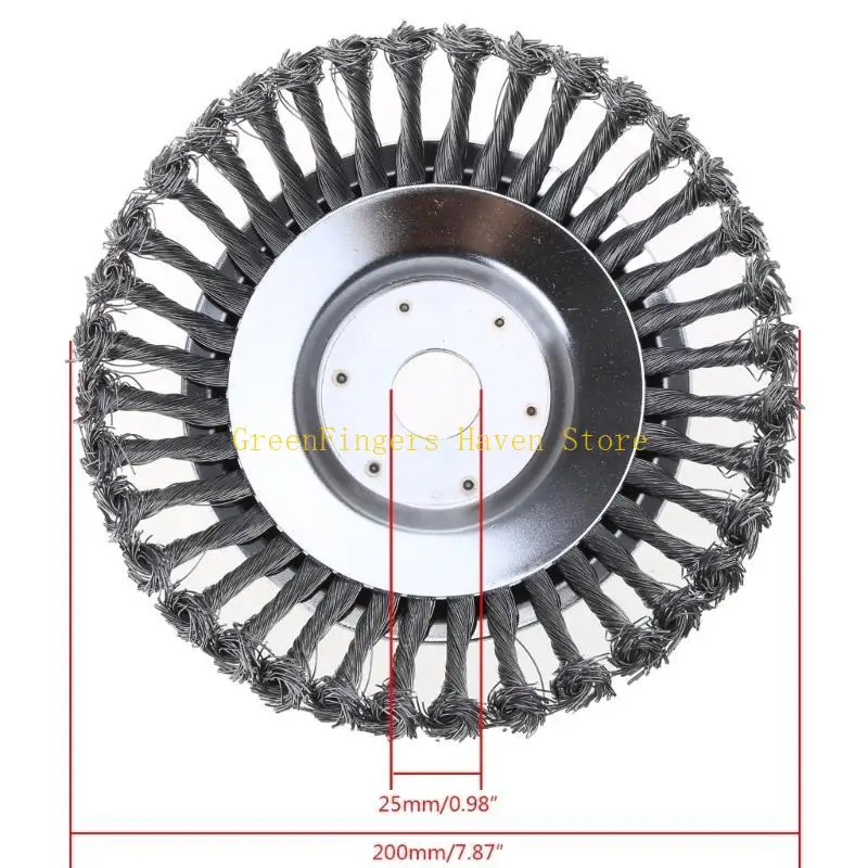 F68D 8인치 강철 와이어 휠 정원 잡초 브러시 잔디 깎는 기계 잔디 먹는 사람 트리머 브러시 C