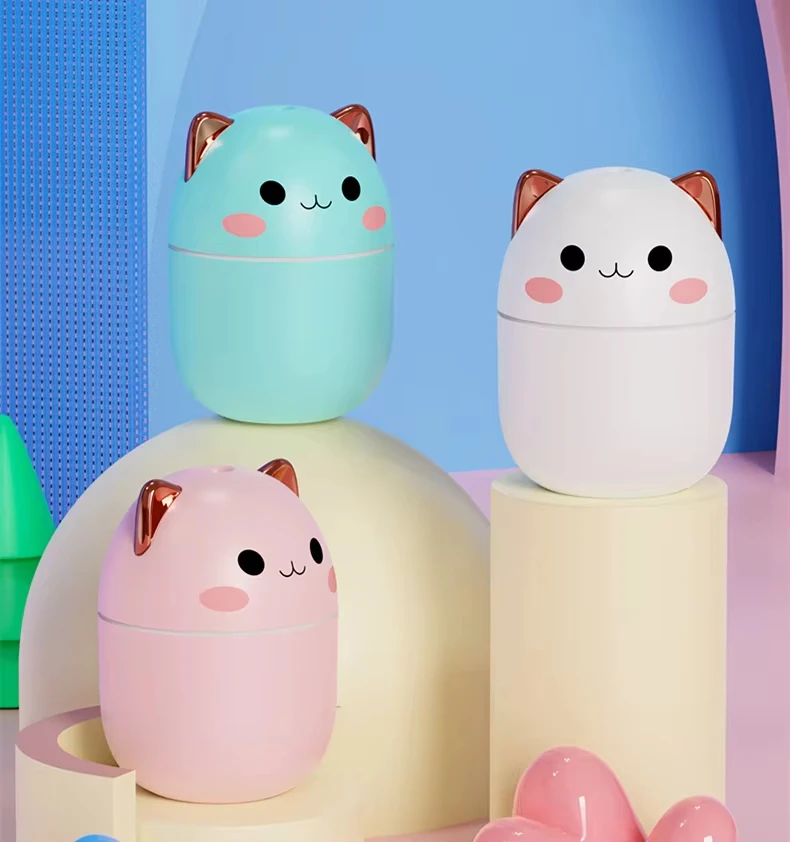 New Mini Lovely 250ml Air Humidifier Cute Cat Aroma Diffuser With Night Light Cool Mist For Bedroom Home Car Purifier Humidifier 1