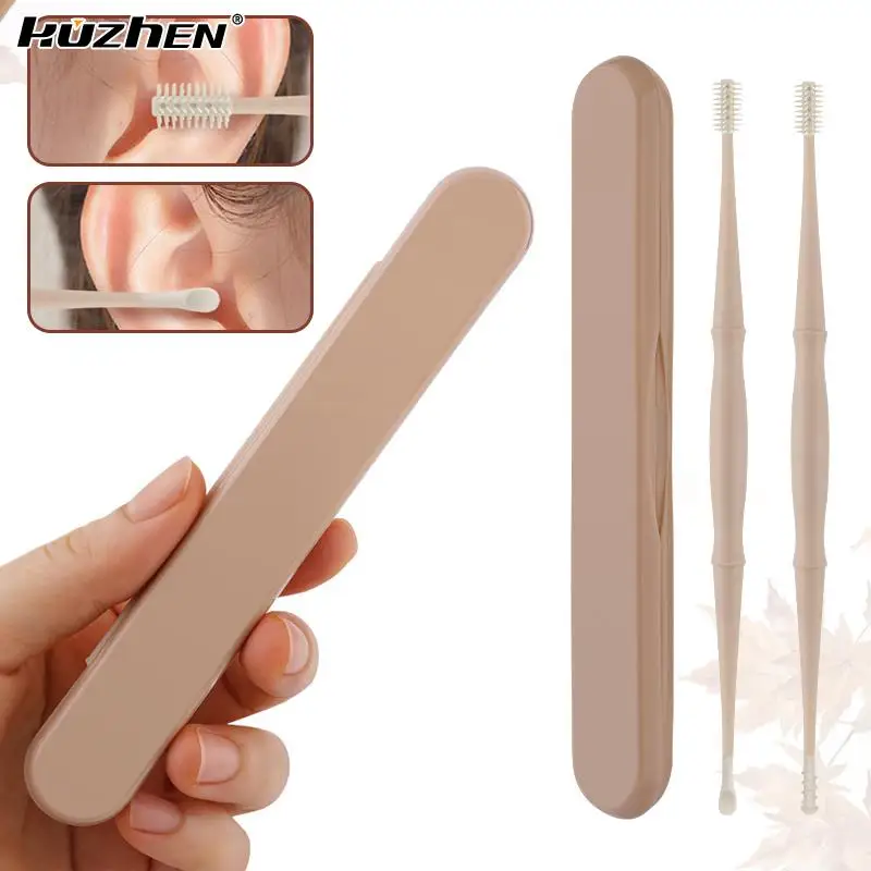 

1Pcs/2Pcs Double-Sided Earpick Soft Silicone Spiral Rotating Ear Wax Cleaner Ears Remover Clean Tool Spiral Design With Box